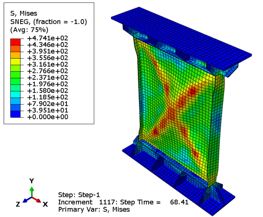 Stainless steel plate shear wall modeled in Abaqus