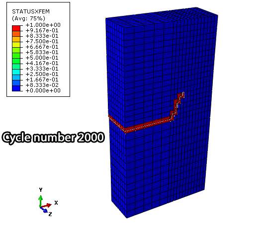 Crack propagation after 2000 cycles