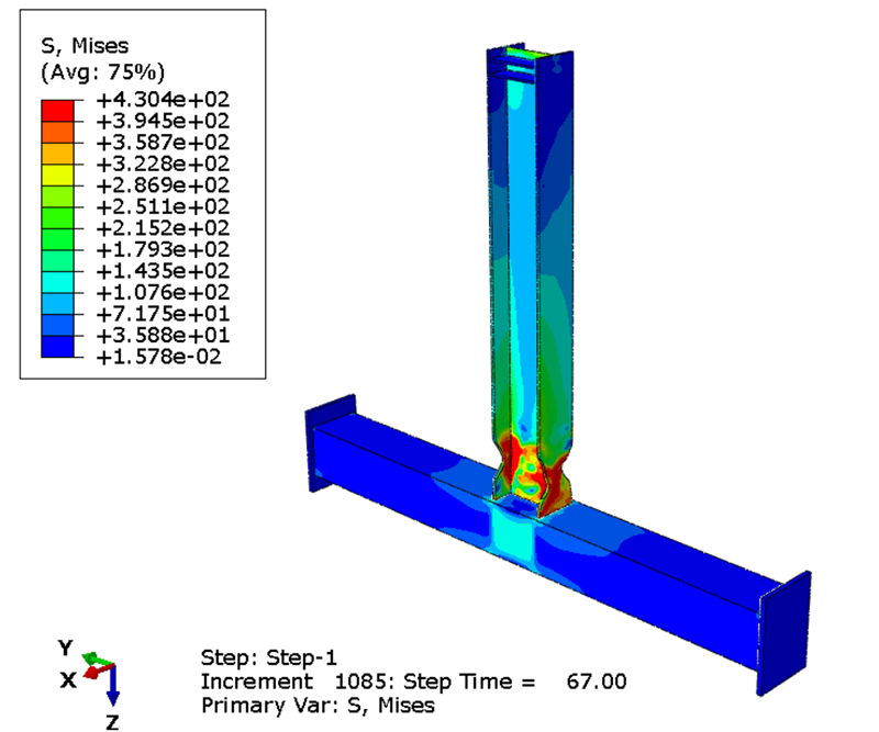 Deformation of the RBS moment connection under cyclic loading